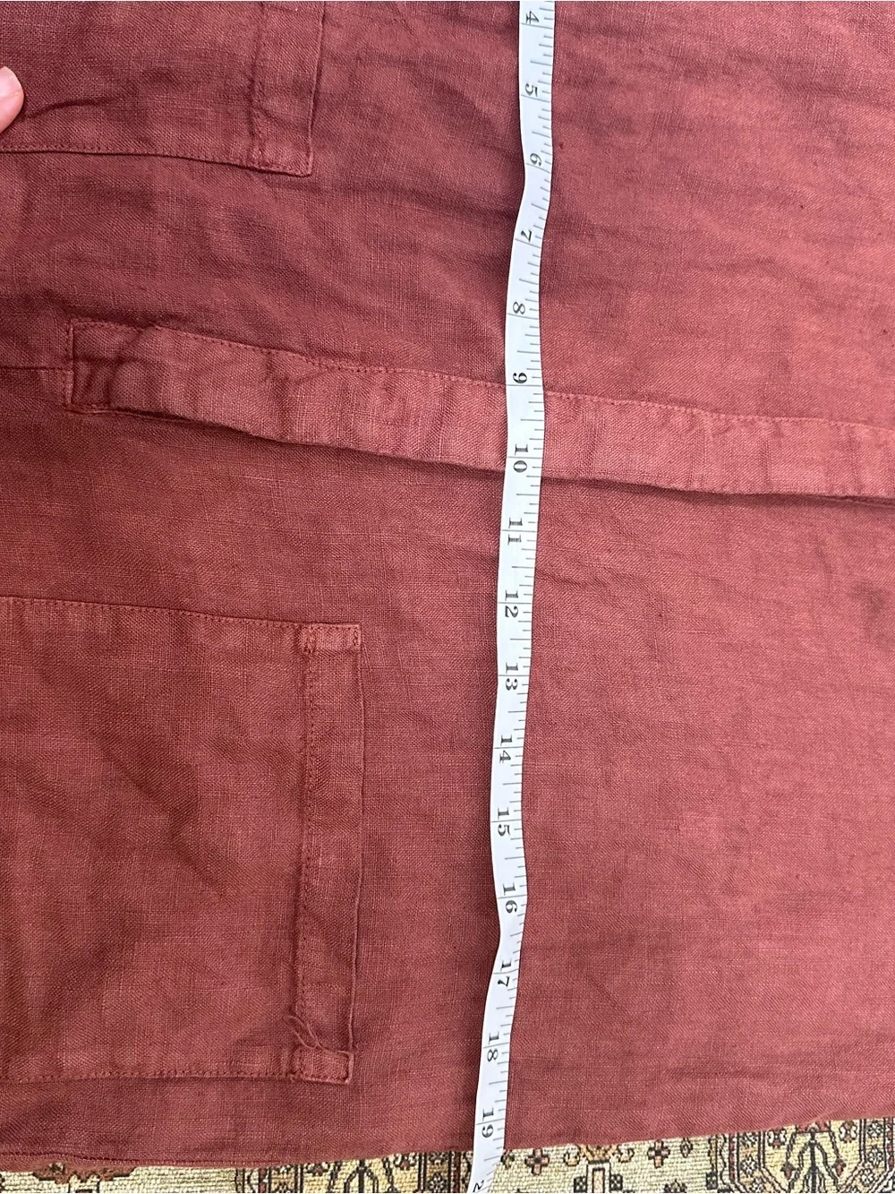 Zara Rust-Red Linen Jumpsuit with Front Pockets